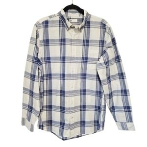 Gap White and Blue Checkered Standard Fit Button Down Shirt Mens Size Large
